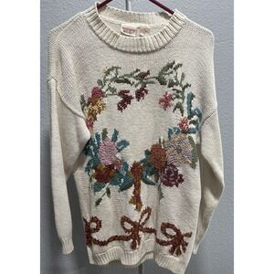 Women's Vintage Huntington‎ Ridge Sweater Small Bows and Roses